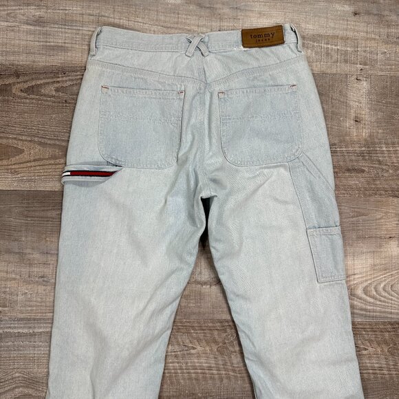 VTG Y2K Tommy Hilfiger Jeans Womens 9 x 31" Carpenter Cargo Boot Flare Flag Loop - Picture 4 of 15